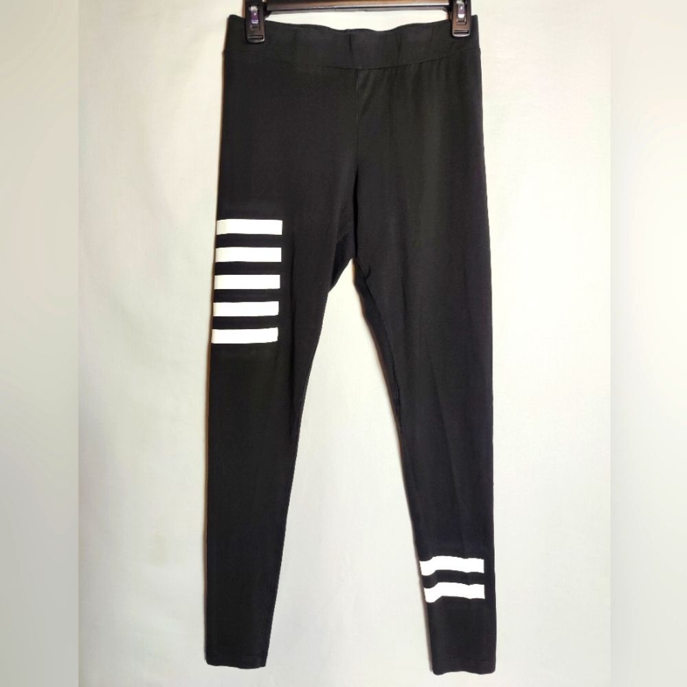 Divided H&M Black White Stripes Leggings, Size M